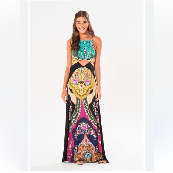 FARM Rio Dresses & Skirts - Farm Rio petite black floral maxi dress